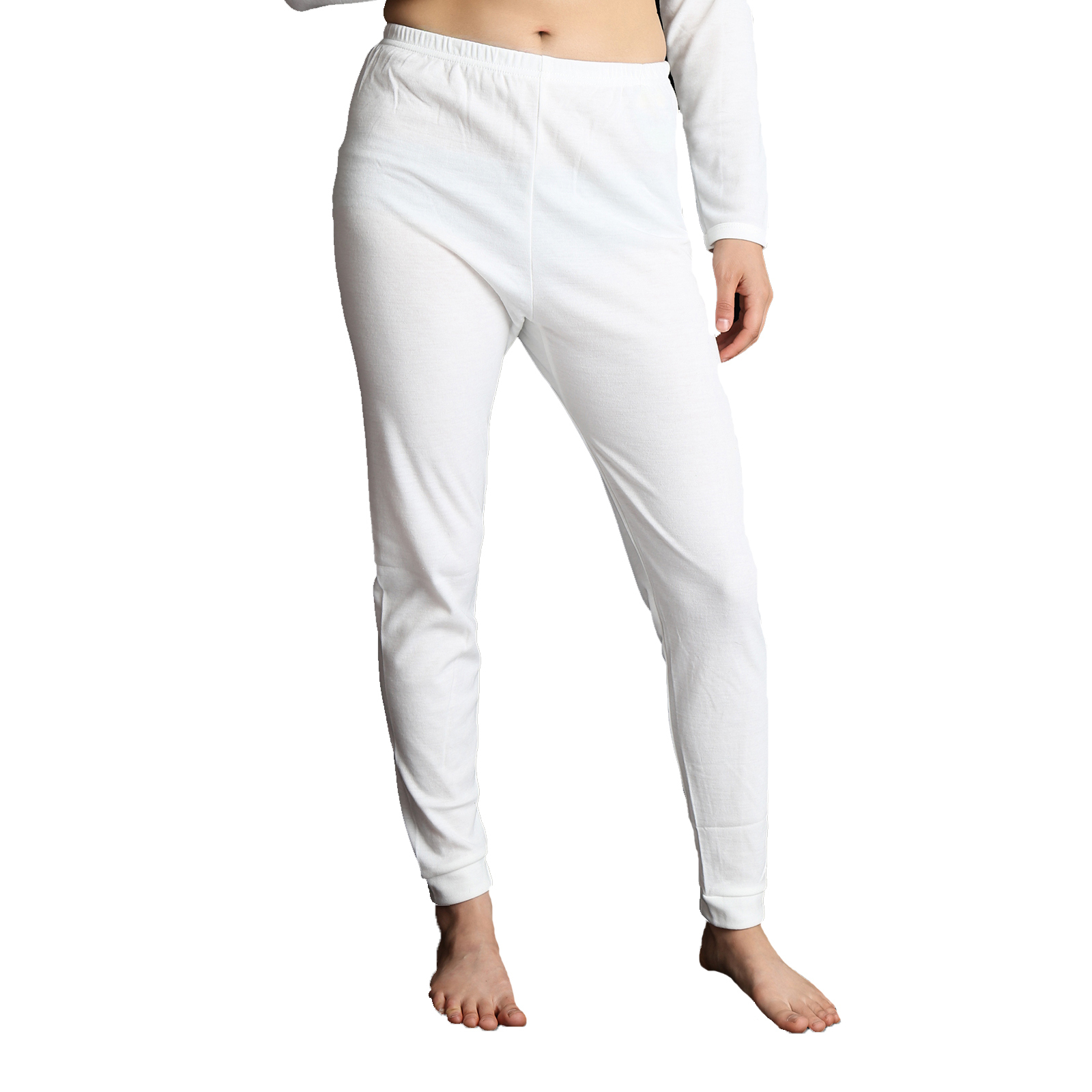 V563-SI-045-WHITE-18_20-202503051440-00 Womens Thermal Cotton Pants Long Janes John Bottoms Underwear in Beige - 18-20 - Image 1