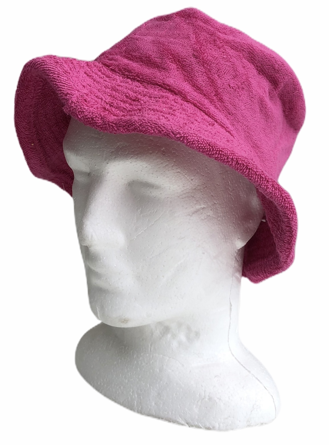V563-STINGYTWLING-FUCHSIA-S_M-202503051711-00 Stingy Brim Terry Towelling Bucket Hat Daggy Fishing Camping Lad Cap 100% COTTON - Fuchsia - S/M - Image 1