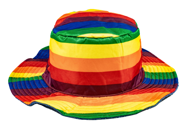 V563-STINGYTWLING-RNBW-S_M-202503051716-00 Stingy Brim Terry Towelling Bucket Hat Daggy Fishing Camping Lad Cap 100% COTTON - Rainbow/Blue - S/M (54-55cm) - Image 1