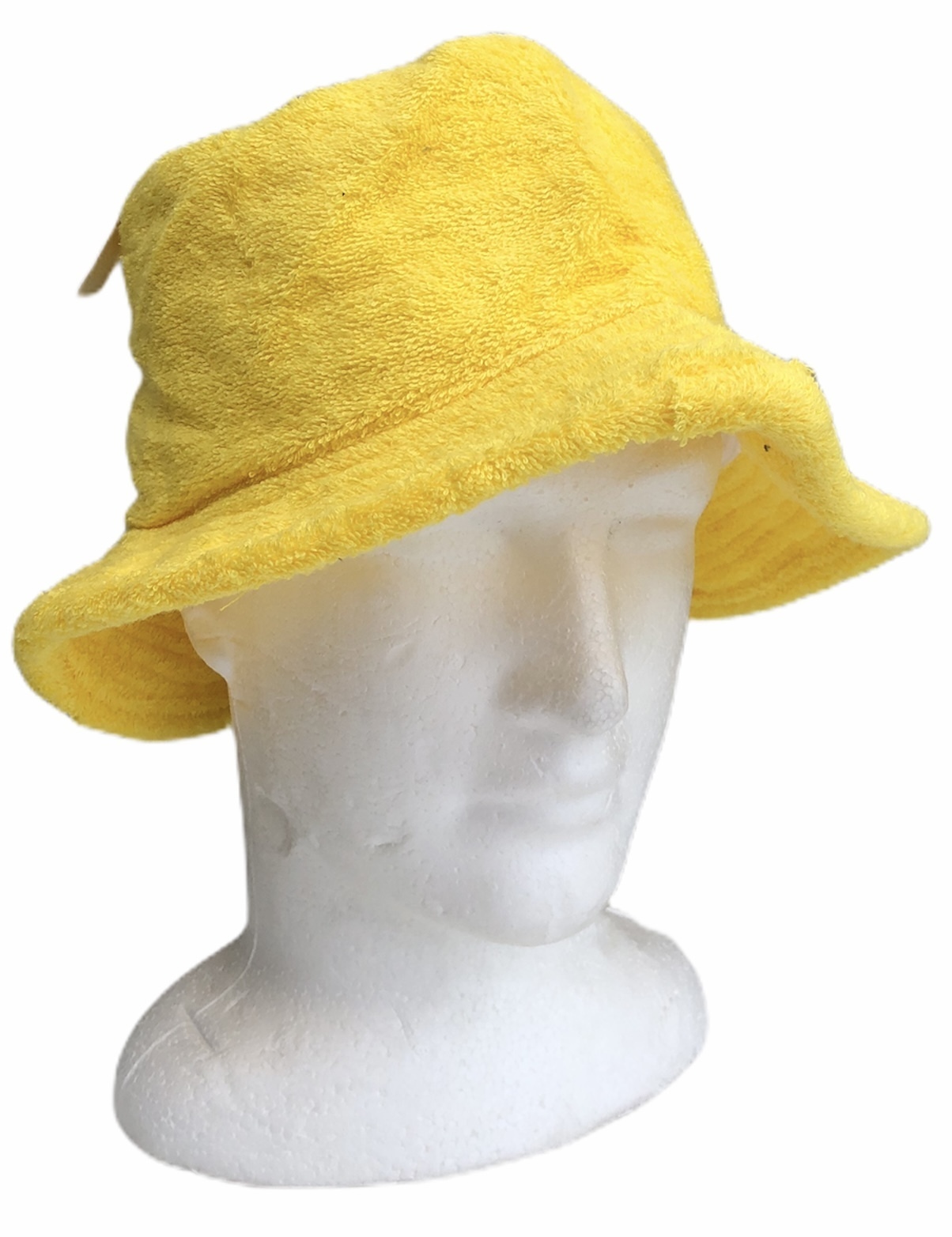 V563-STINGYTWLING-YLW-L_XL-202503051716-00 Stingy Brim Terry Towelling Bucket Hat Daggy Fishing Camping Lad Cap 100% COTTON - Yellow - L/XL - Image 1