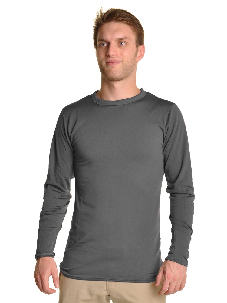 V563-T8915-GREY-L-202503051806-00 Mens Thermal Top w/ Brushed Interior Warm Winter Fleece Baselayer - Grey - L - Image 1