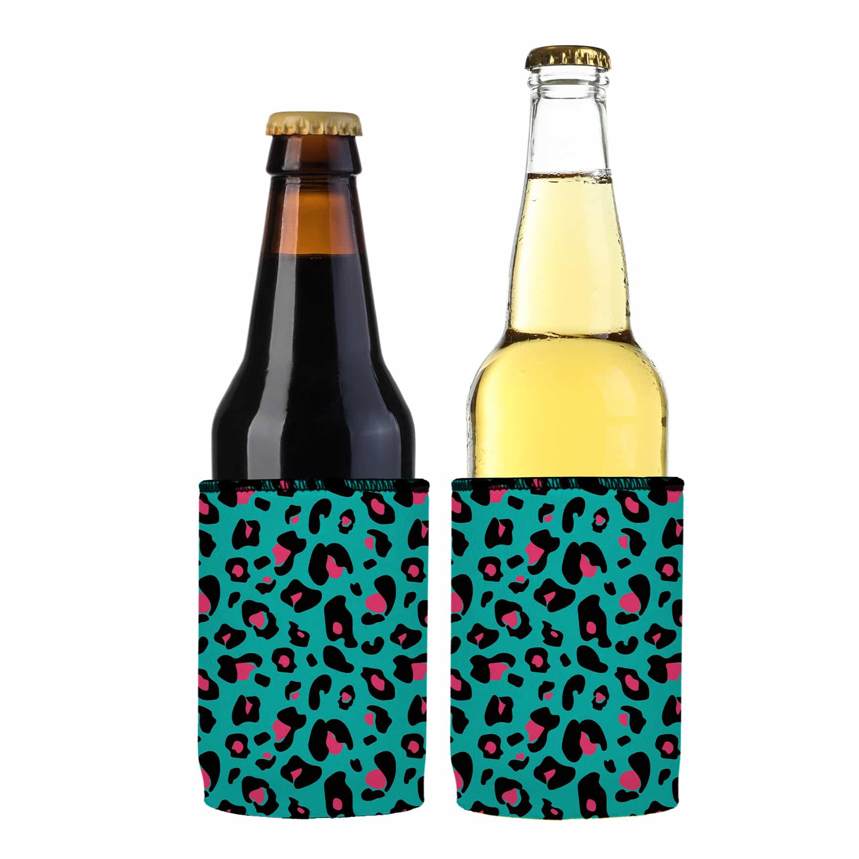 V570-ST-2686-A-2-202503260911-00 Teal Leopard Pattern Stubby Cooler 2-Pack - Standard - Image 1