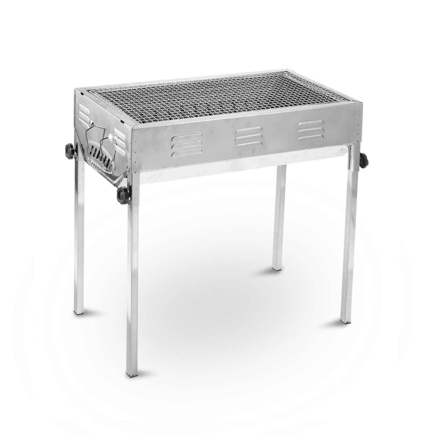 V610-BBQMED-SIL-218822-00 Stainless Steel Portable Outdoor BBQ Barbecue Grill Set Charcoal Kebab Picnic Camping Sets Medium - Image 1