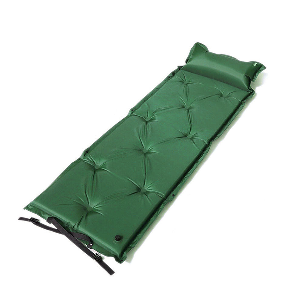 V610-SELMAT-GR-1-218855-00 Self Inflating Mattress Camping Hiking Airbed Mat Sleeping with Pillow Bag Camp - green - Image 1