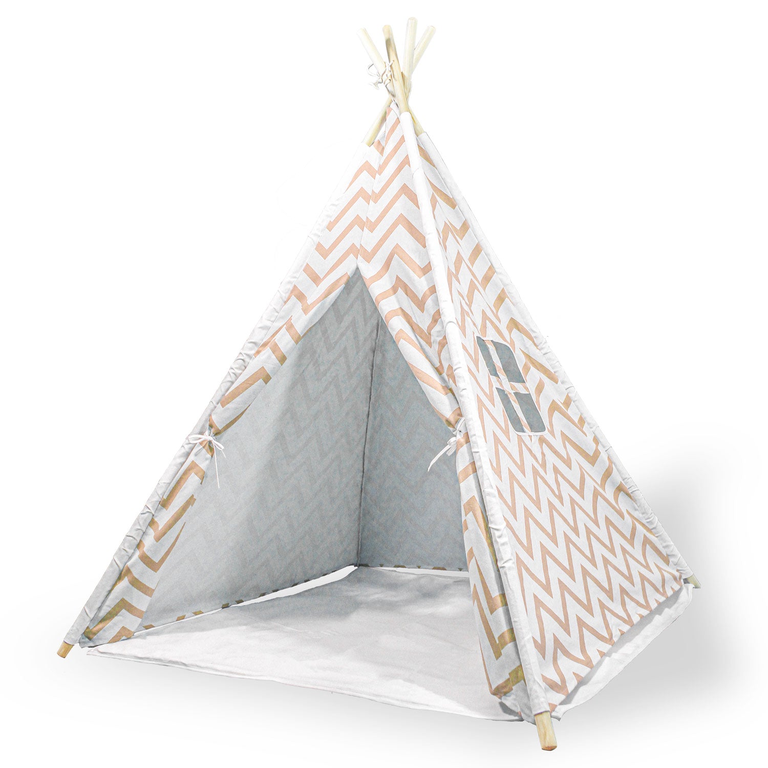 V610-TEE-537-ORA-218913-00 Giant Cotton Canvas Kids Teepee Wigwam Children Pretend Play Tent Indoor Outdoor Party - orange - Image 1