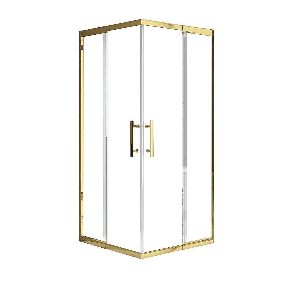 V63-845121-202506031235-00 Adjustable 900x1100mm Double Sliding Door Glass Shower Screen in Gold - Image 1