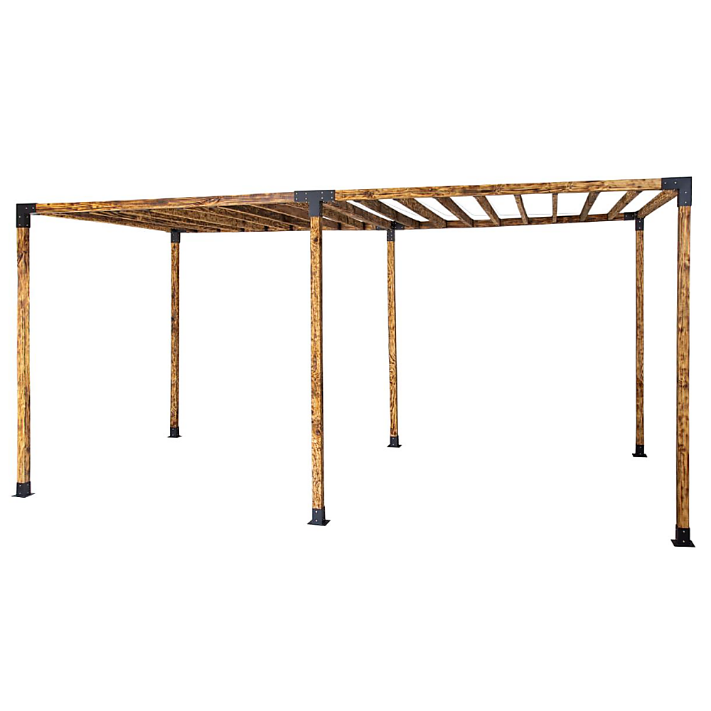 V63-847761-167336-02 Roof Pergola Gazebo Shed Matte Black Steel Brackets DIY Kits - Image 1