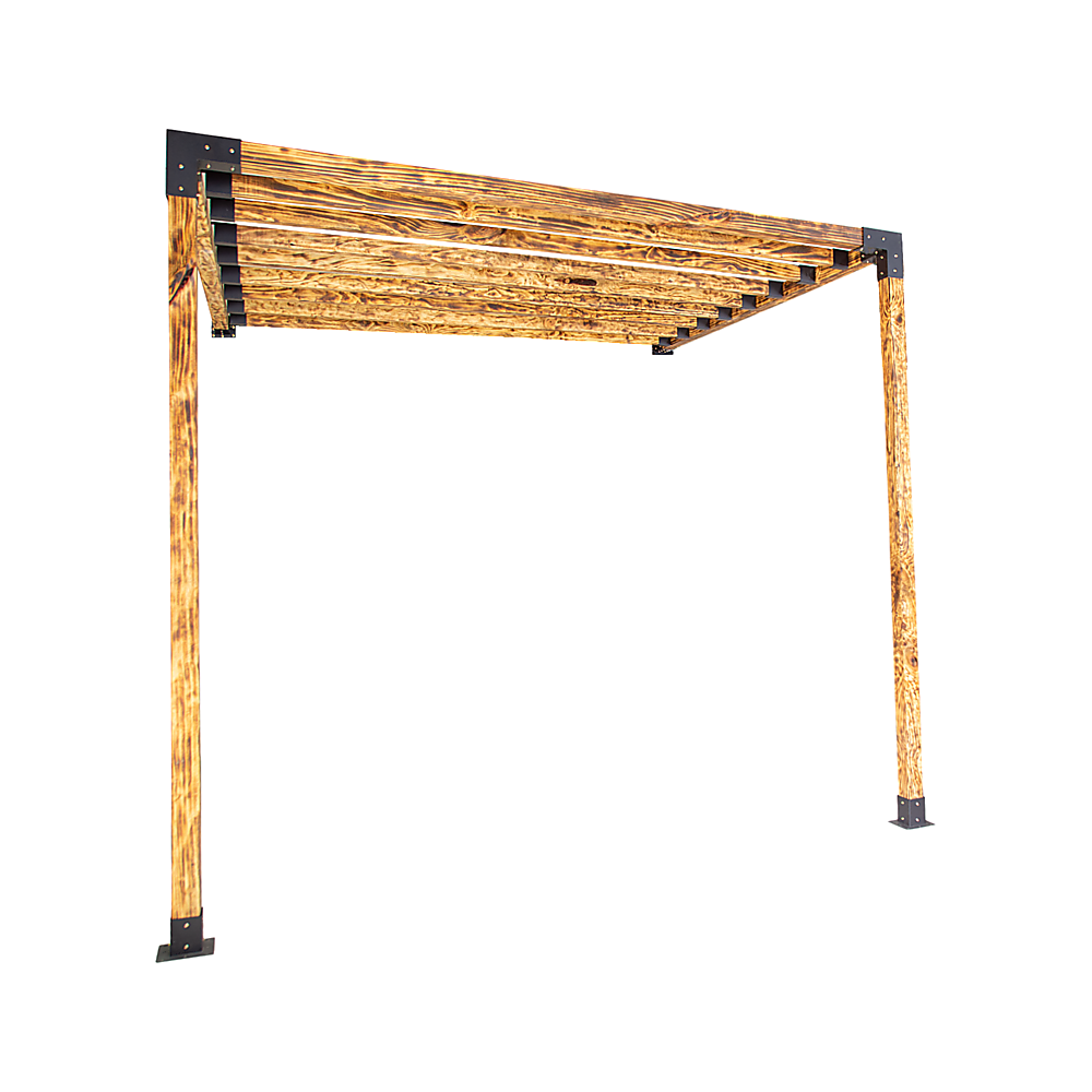 V63-847791-167343-00 Roof Pergola Gazebo Shed Matte Black Steel Brackets DIY Kits - Image 1