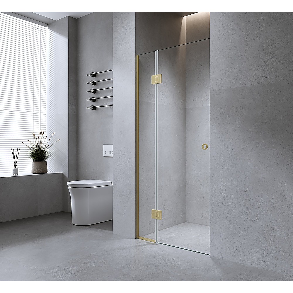 V63-939371-222825-00 120cm Wall to Wall Frameless Shower Screen with White Channel and SS Hinges - Image 1