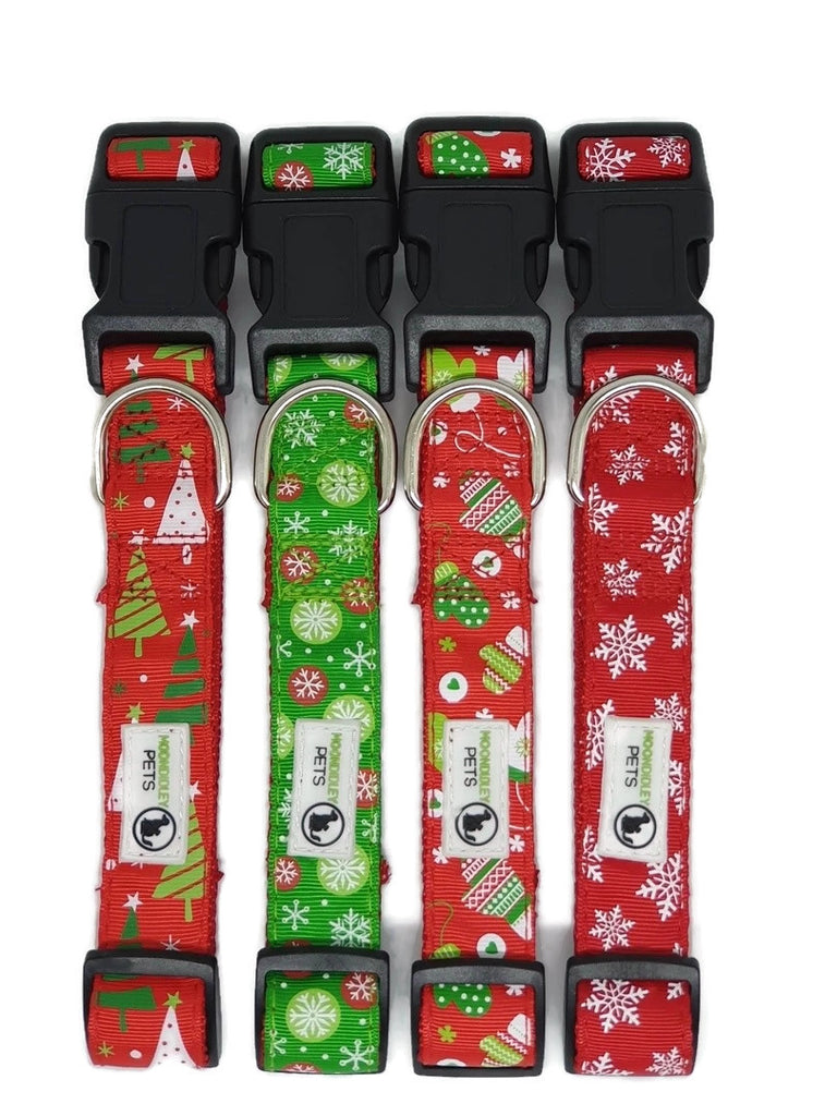 V631-MDPCOLXMAXLTRE-186103-00 Christmas Dog Collars Adjustable - Moondidley Pets X-Large Red Xmas Trees - Image 1