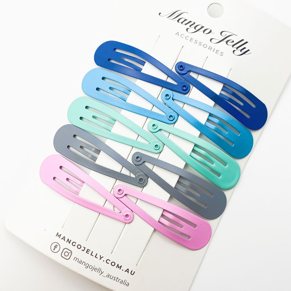 V659-HC-5CM-10P-BASIC-TURQUOISE-2-M-160847-00 MANGO JELLY Everyday Snap Hair Clips (5cm) - Turquoise - Twin Pack - Image 1