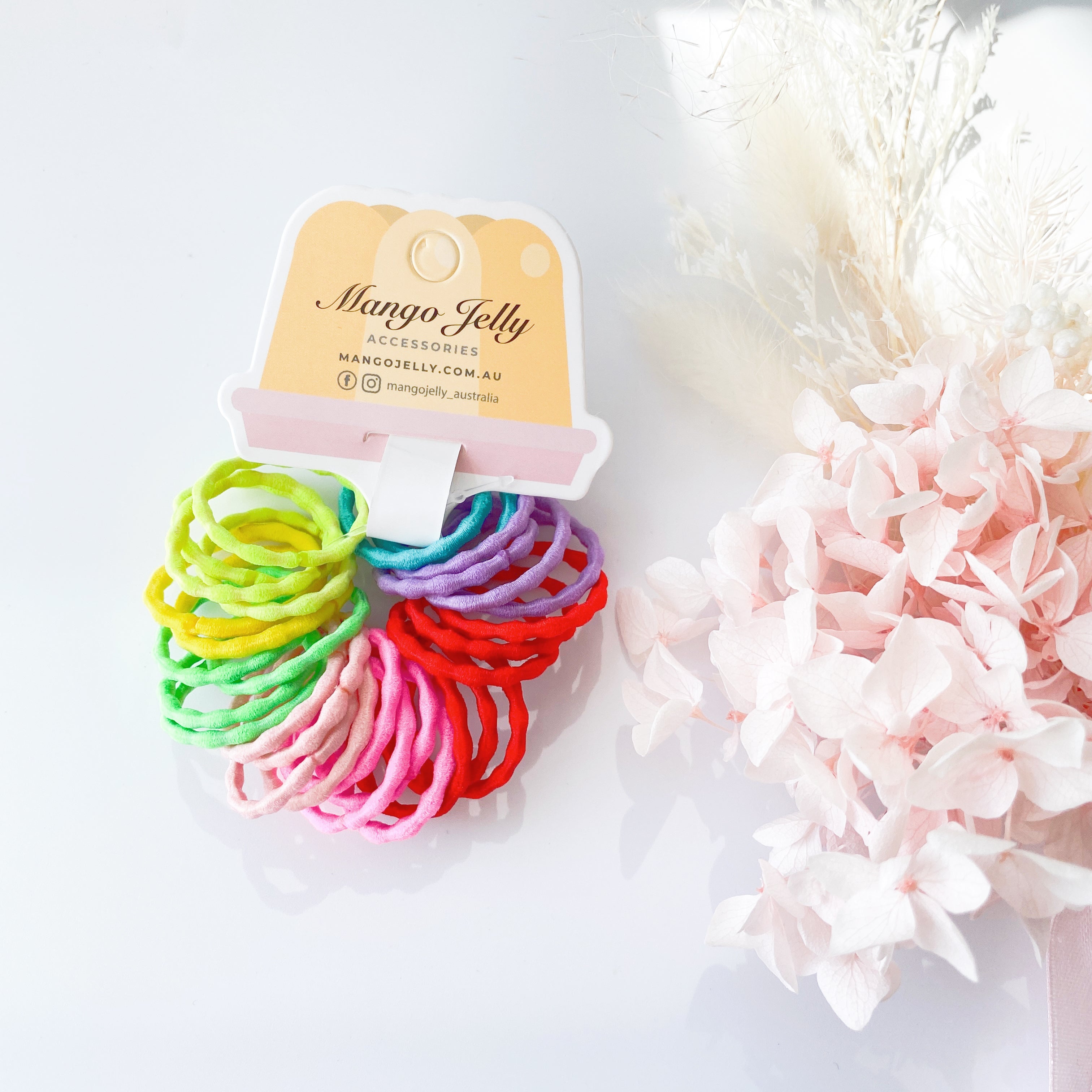 V659-HT-3CM-30P-SILKYPOP-MIXED-1-M-161018-00 MANGO JELLY Kids Hair Ties (3cm) - Silky Pop Mixed - One Pack - Image 1