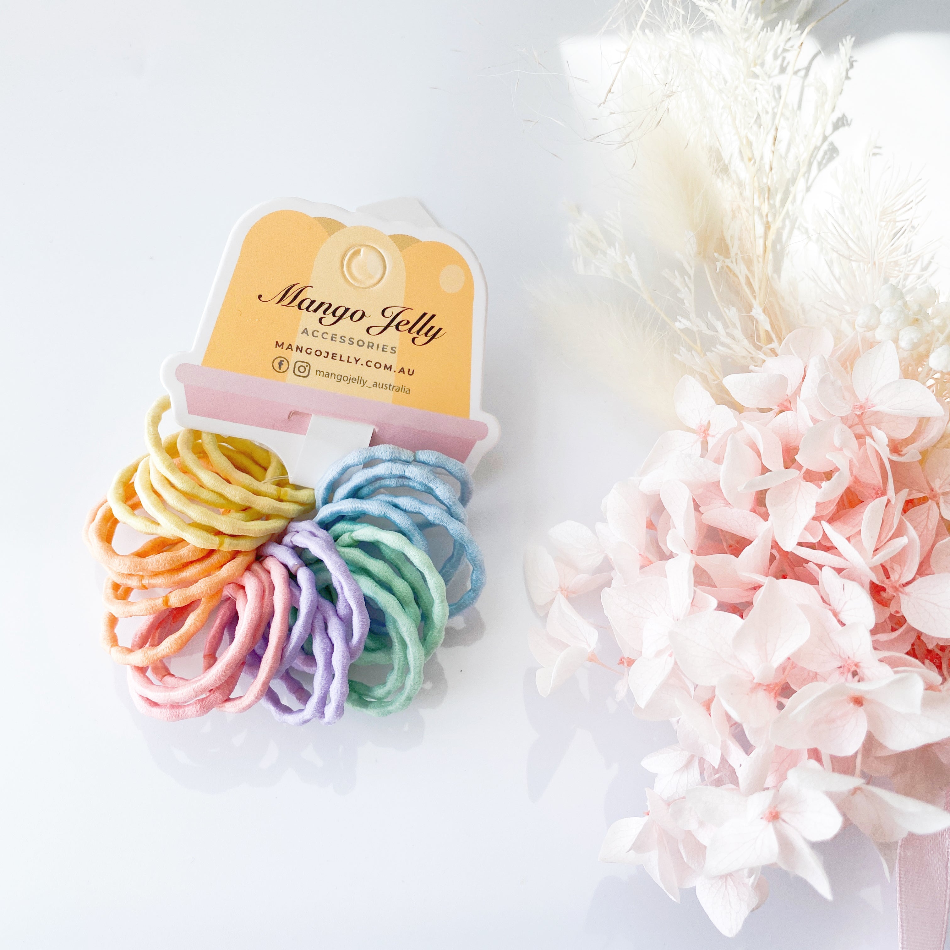 V659-HT-3CM-30P-SILKYPOP-PASTEL-3-M-161024-00 MANGO JELLY Kids Hair Ties (3cm) - Silky Pop Pastel - Three Pack - Image 1