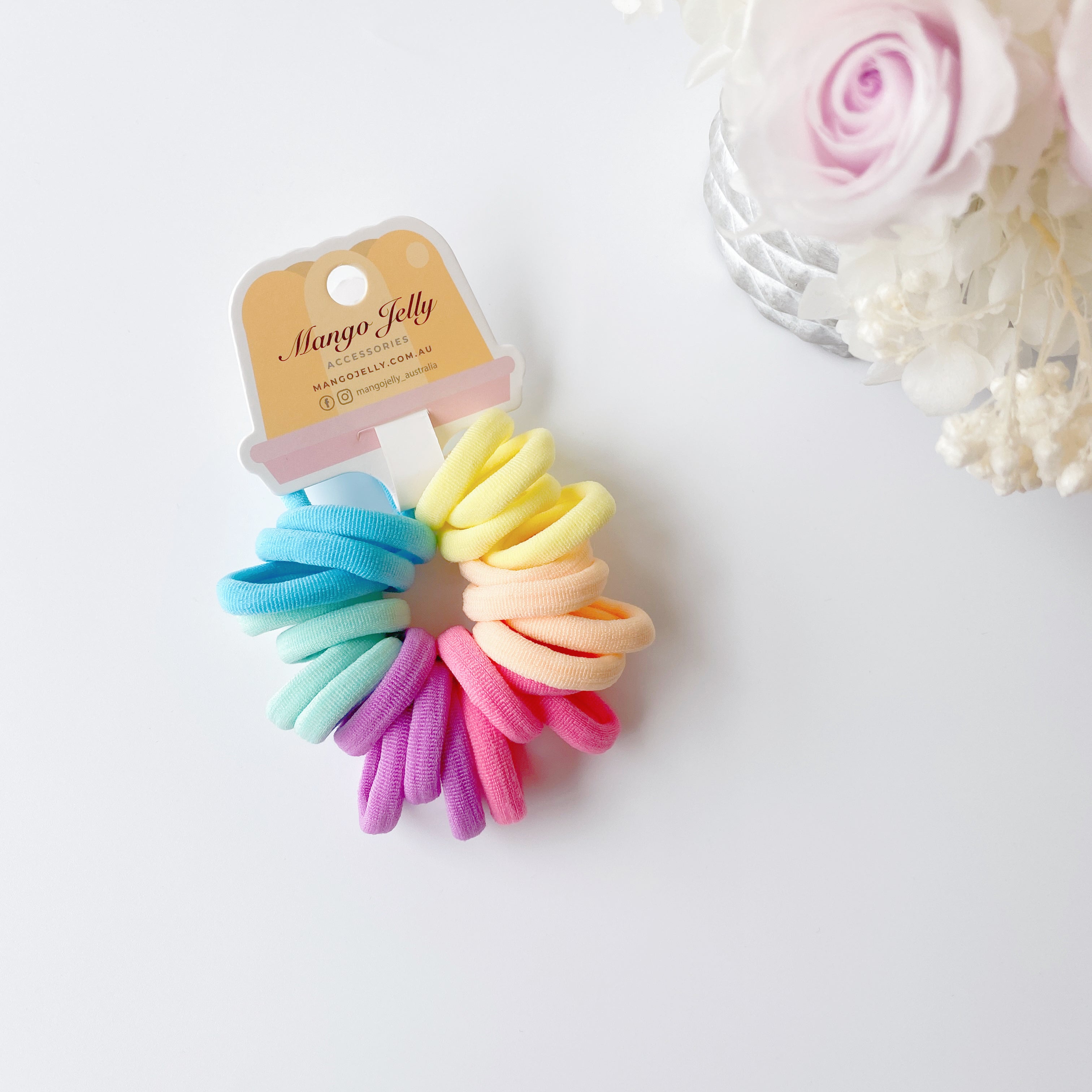 V659-METALFREE-3CM-24P-PASTEL-3-L-160932-00 MANGO JELLY Metal Free Hair Ties (3cm) - Classic Pastel 24P - Three Pack - Image 1