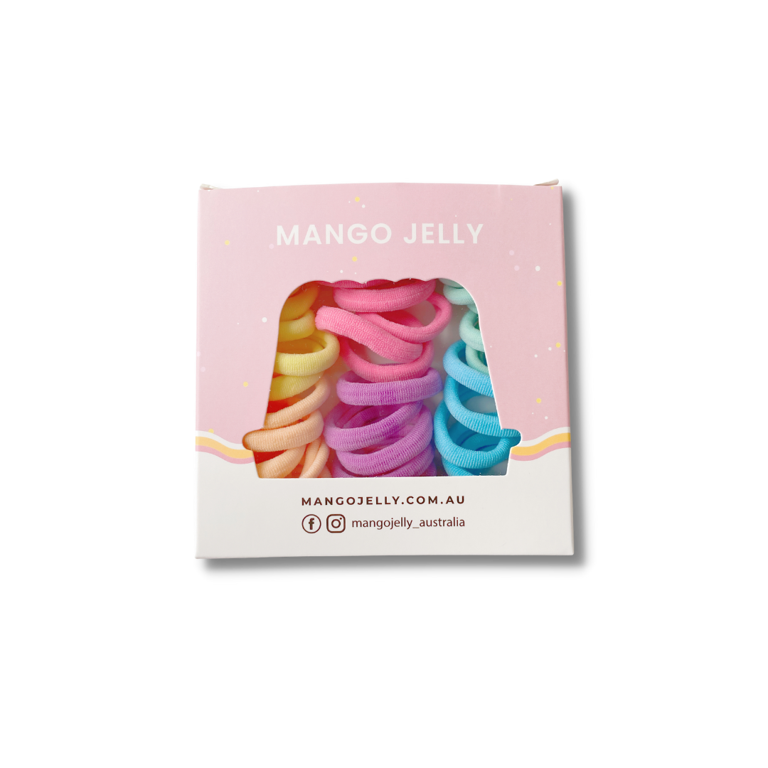 V659-METALFREE-3CM-36P-PASTEL-3-L-160721-00 MANGO JELLY Metal Free Hair Ties (3cm) - Classic Pastel 36P - Three Pack - Image 1