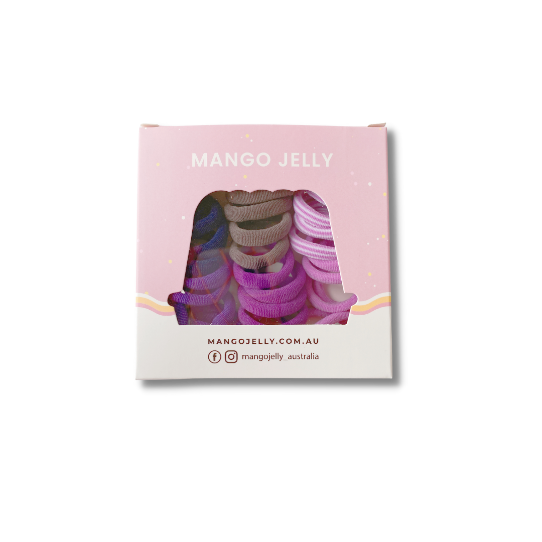 V659-METALFREE-3CM-36P-PURPLE-2-L-160730-00 MANGO JELLY Metal Free Hair Ties (3cm) - Magic Purple 36P -Twin Pack - Image 1