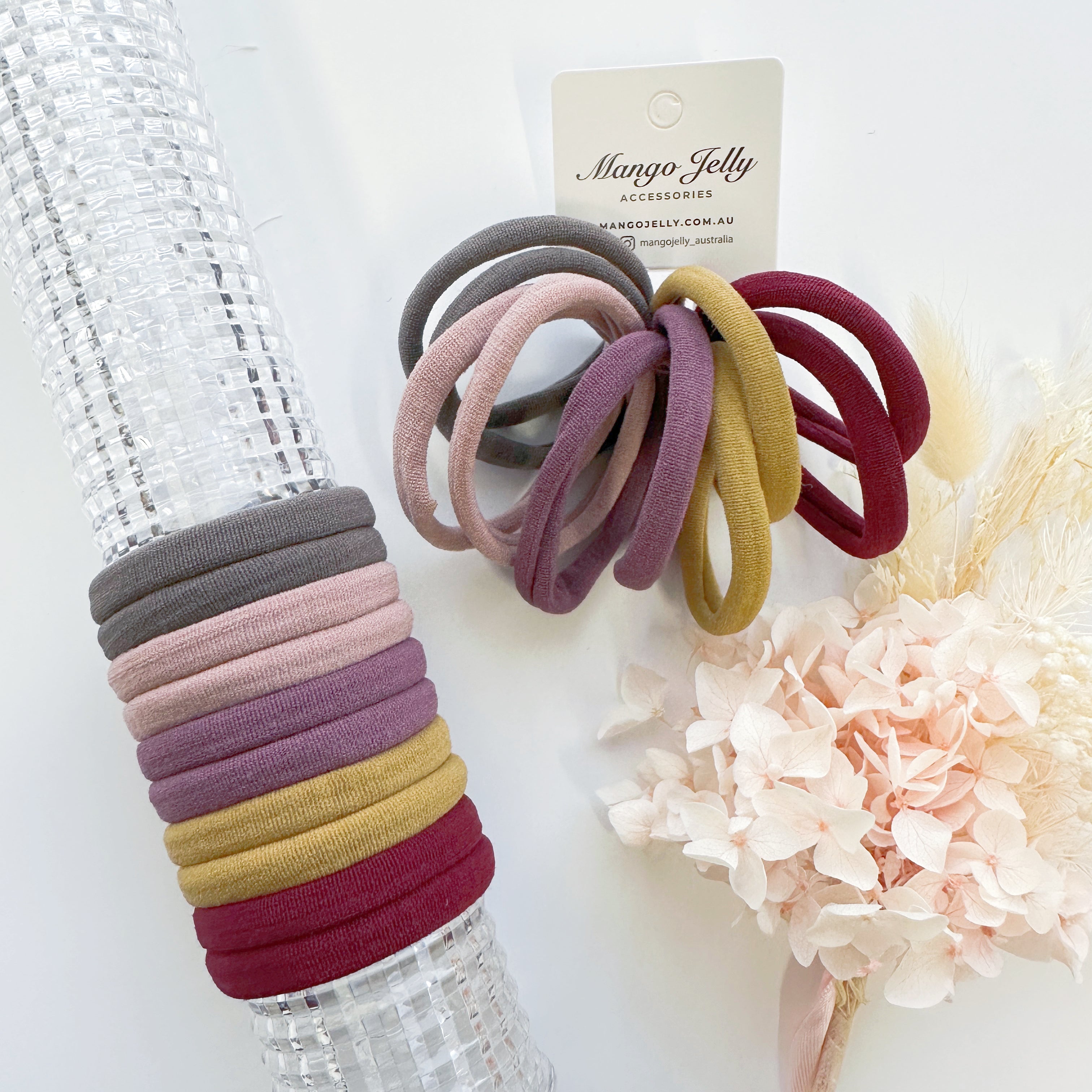 V659-METALFREE-4CM-10P-BLUSHM-3-L-160916-00 MANGO JELLY Metal Free Hair ties (4.5cm) - Blush Mixed 10P - Three Pack - Image 1