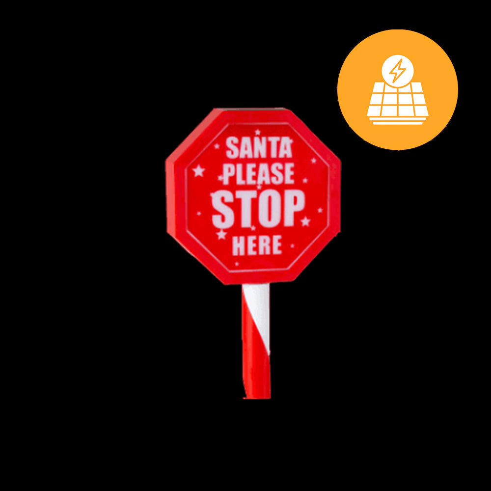 V720-XL0724-202190-00 Solar Santa Stop Sign Stake 45cm - Image 1