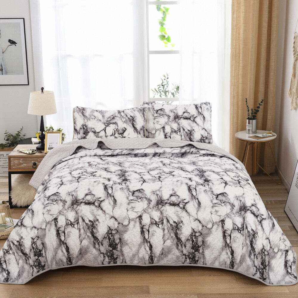 V745-AC09091K-218249-00 Marble Whisper Lightweight 3 Pc Bedspread & Pillow Cover Set - Image 1