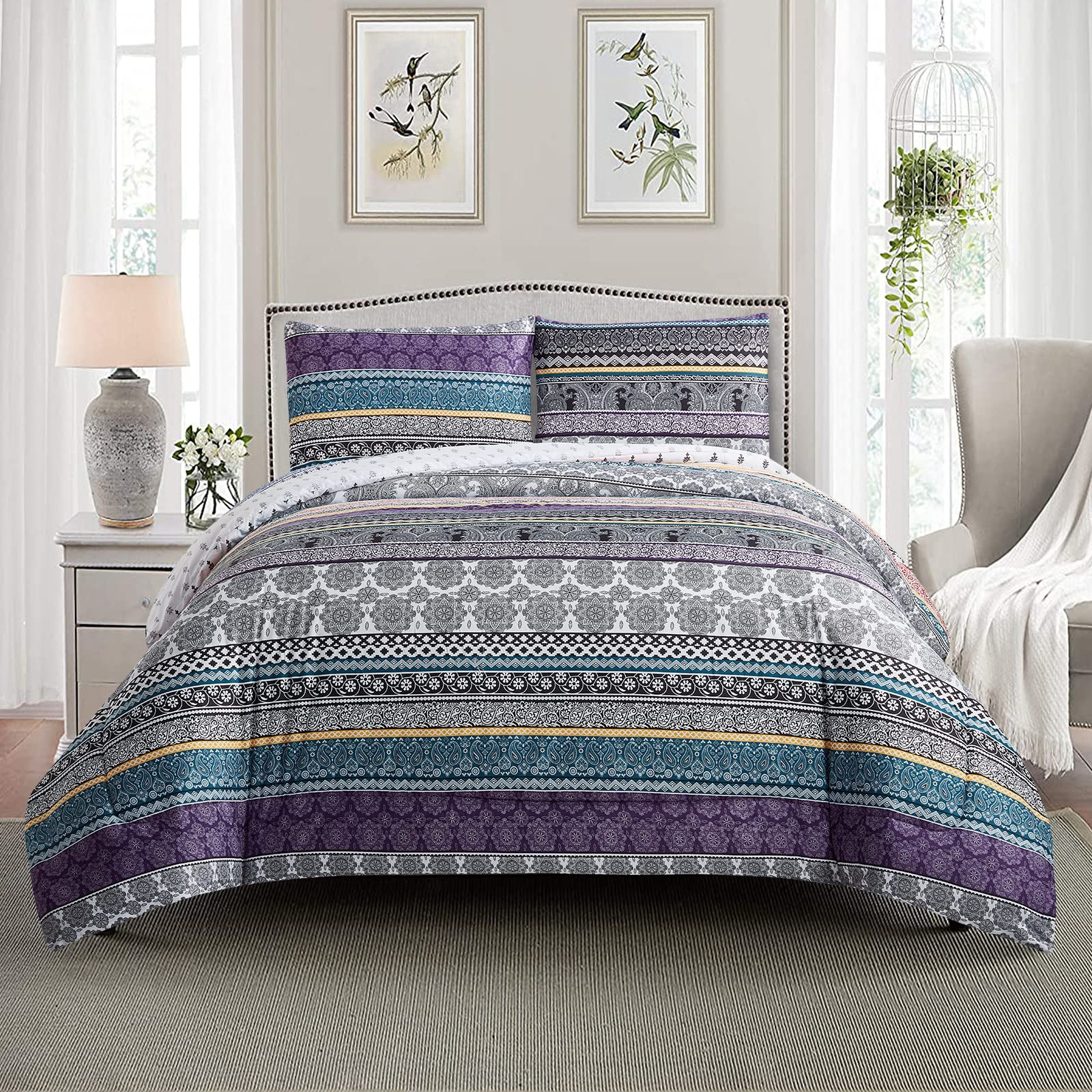 V745-MAB010758AJ3-218257-00 Whimsical Winter Frosty Elegant 3 Pc Comforter & Pillow Cover Set - Image 1