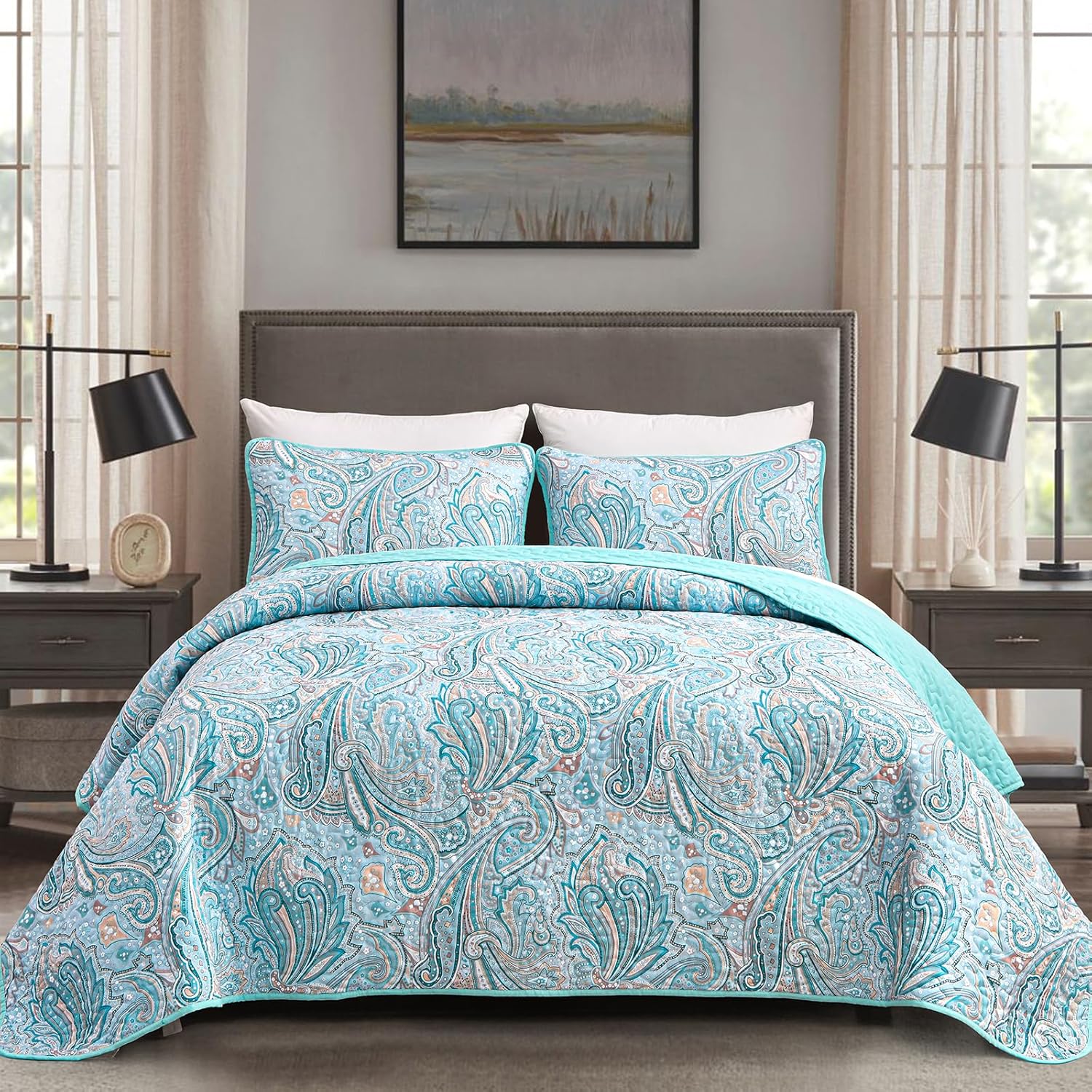 V745-MAC080435Q13U-190956-00 Distinctive Quilted Coverlet and Pillowcases Set: Make a Bold Statement - Queen size - Image 1