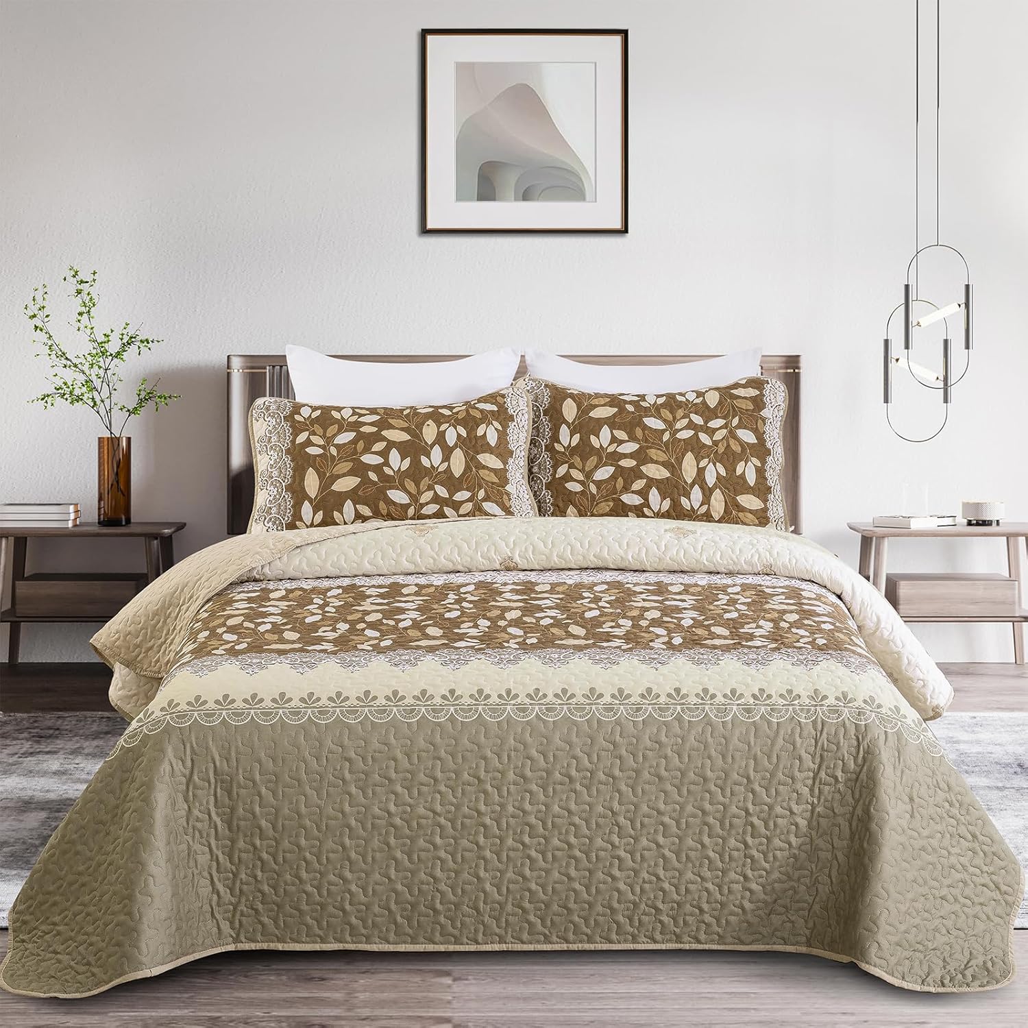 V745-MAC090459Q13U-190944-00 Sophisticated Quilted Bedspread and Pillowcases Set: Exquisite Design and Comfort - Queen size - Image 1