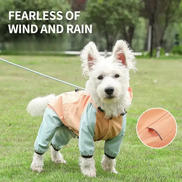 V888-ELOSUNG10485-204638-00 Waterproof Dog Raincoat with Hidden Leash Hole -Windproof and Comfortable for Outdoor Walks, Size:XL (Back Length 35cm/13.77in, Bra 49cm/19.29in) Orange - Image 1