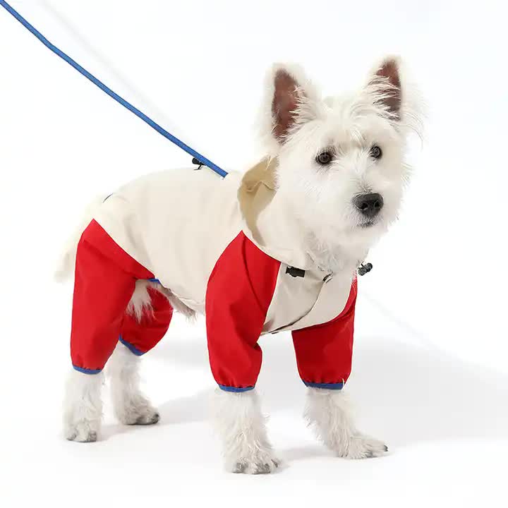 V888-ELOSUNG10486-204637-00 Waterproof Dog Raincoat with Hidden Leash Hole - Windproof and Comfortable for Outdoor Walks, Size:XXL (Back Length 39cm/15.35in, Bra 55cm/21.65in) White - Image 1