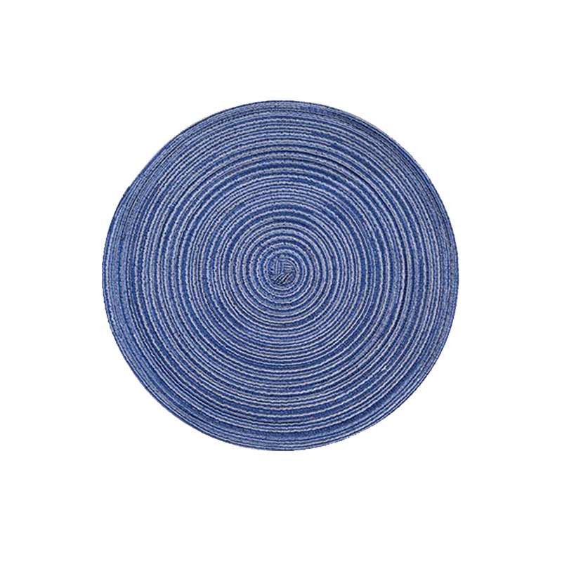V888-ELOSUNG10749-205626-00 Round Woven Placemats -Colorful Braided Table Mats for Dining & Home Decor 18cm 10pcs Blue - Image 1