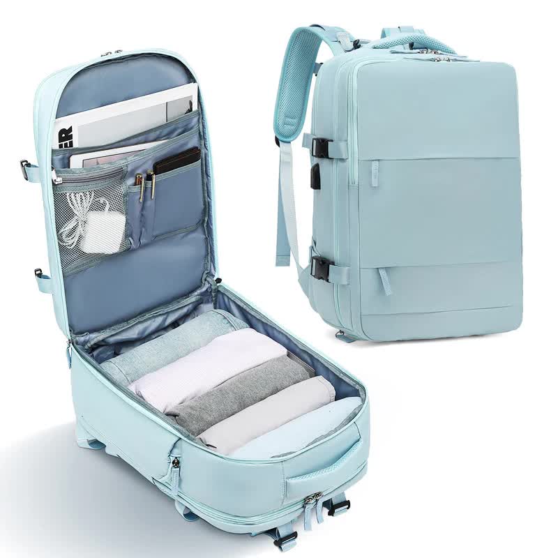 V888-ELOSUNG10941-205994-00 Multi-Compartment Travel Backpack with Shoe Storage and Wet-Dry Separation (Light Blue)31cm(L)*17cm(W)*42cm(H) - Image 1