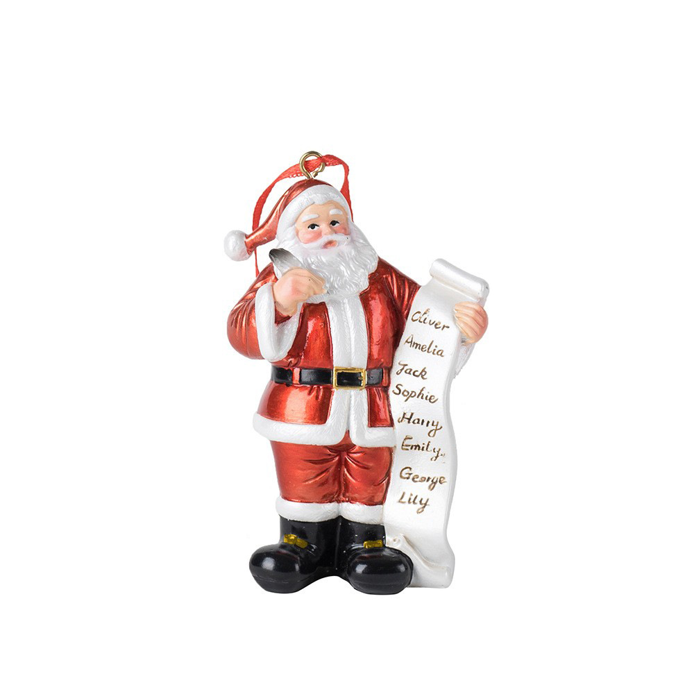 V888-ELOSUNG11075-206483-00 Santa Claus Christmas Ornament - Resin Figurine with Customizable Name List, 10cm Festive Decoration - Image 1