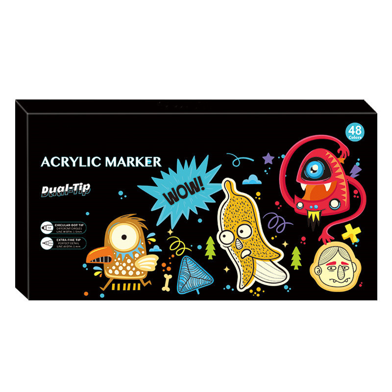 V888-ELOSUNG11123-206927-00 Dual-Tip Acrylic Marker Set - 48 Vibrant Colors for Art and Craft Projects - Image 1