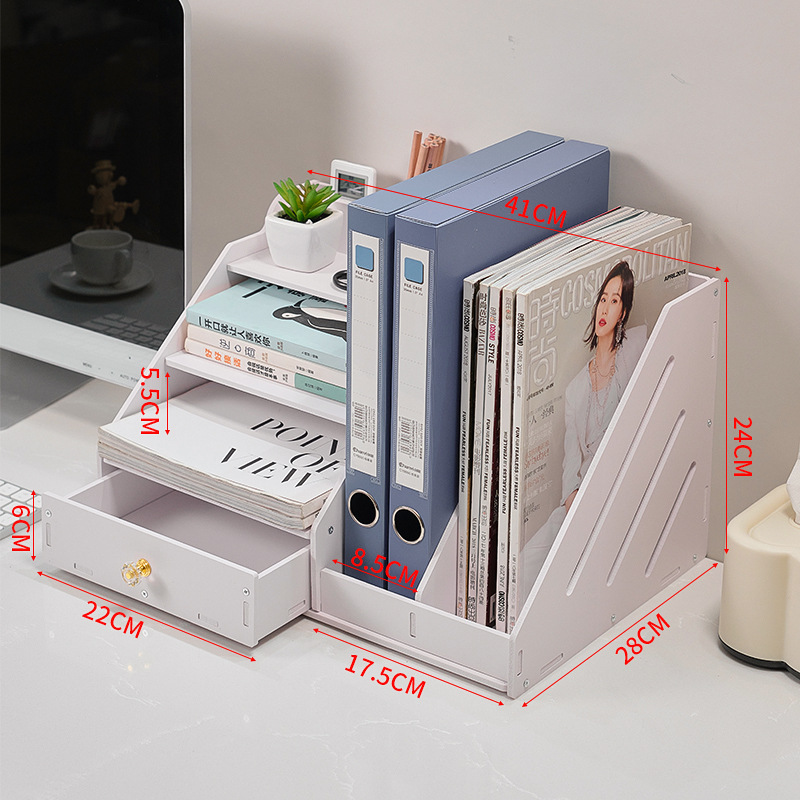 V888-ELOSUNG11324-209245-00 Multi-Functional Desktop Organizer with Document and Stationery Storage - Compact Desk Shelf, 41x28x24cm - Image 1