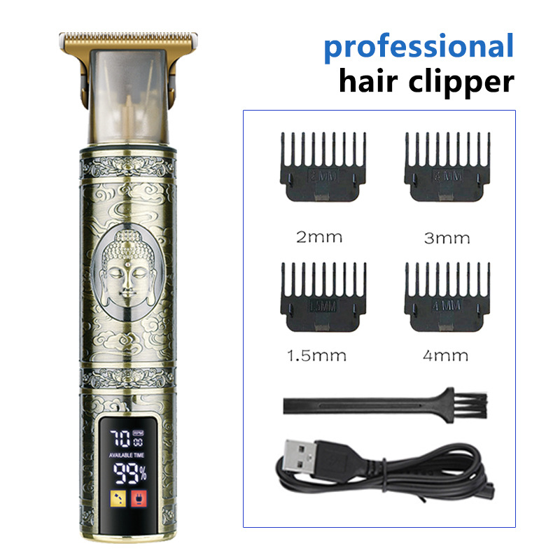 V888-ELOSUNG11361-209323-00 Professional Buddha head Design Hair Clipper - Cordless Hair Trimmer with Digital Display, Adjustable Guards, and USB Charging - Image 1