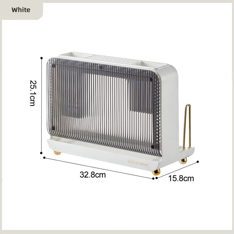 V888-ELOSUNG11995-211003-00 White Multifunctional Kitchen Knife Holder - Integrated Storage Rack for Knives, Chopsticks, and Cutting Boards - Image 1