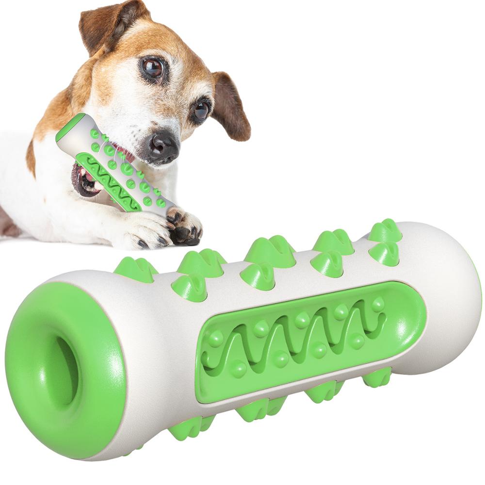 V888-ELOSUNG12163-210462-00 Green Dog Squeaky Toys For Aggressive Chewers, Tough Toothbrush Dog Chew Toy, Nearly Indestructible Rubber Toys For Pet Training, Teeth Cleaning, Playing And Chewing For Medium & Large Breeds - Image 1
