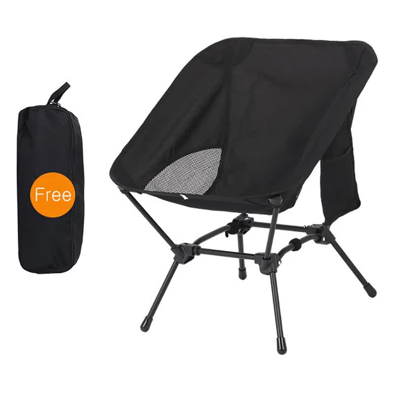 V888-ELOSUNG12198-210724-00 Black Portable Lightweight Folding Beach Chair - Compact Fishing Chair with Square Legs for Outdoor Use - Image 1