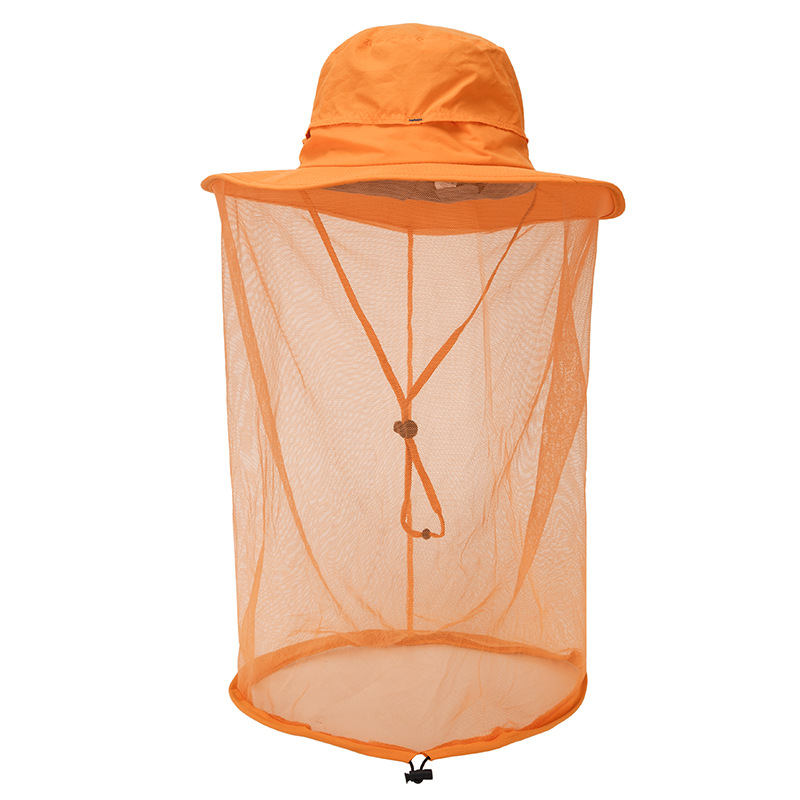 V888-ELOSUNG12645-212883-00 Orange Outdoor Mosquito Net Hat - Sun Protection and Insect Repellent Bucket Hat - Image 1