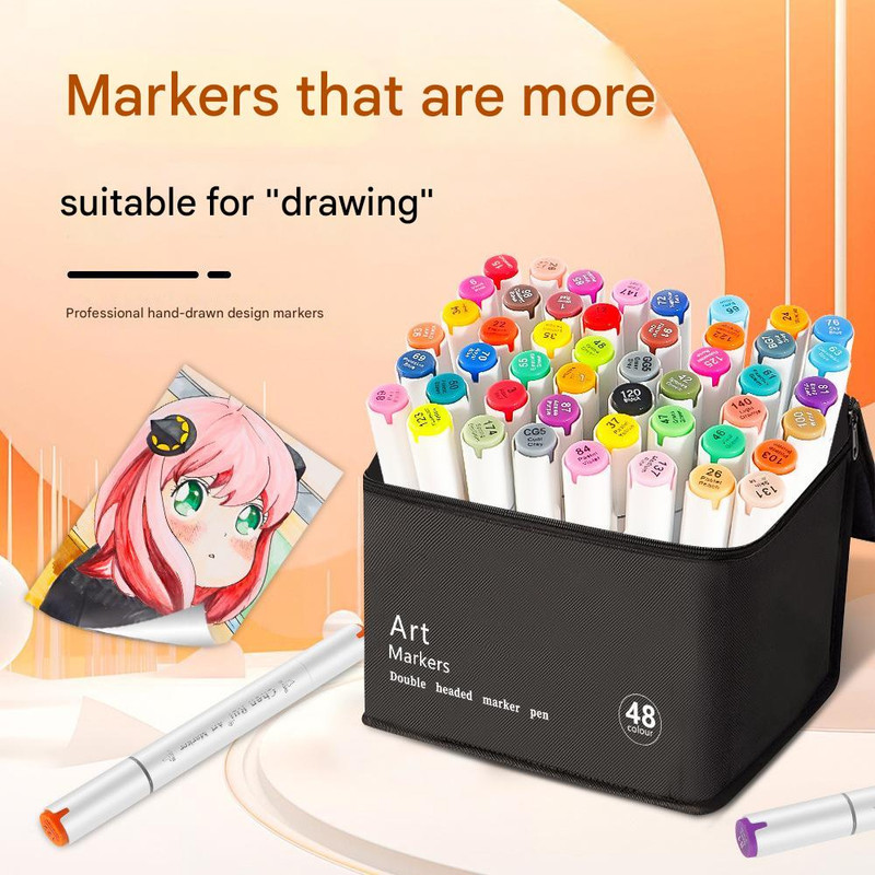 V888-ELOSUNG12985-214588-00 Dual-Tip Alcohol Marker Pen with High-Capacity Ink for Professional Drawing and Coloring - Image 1