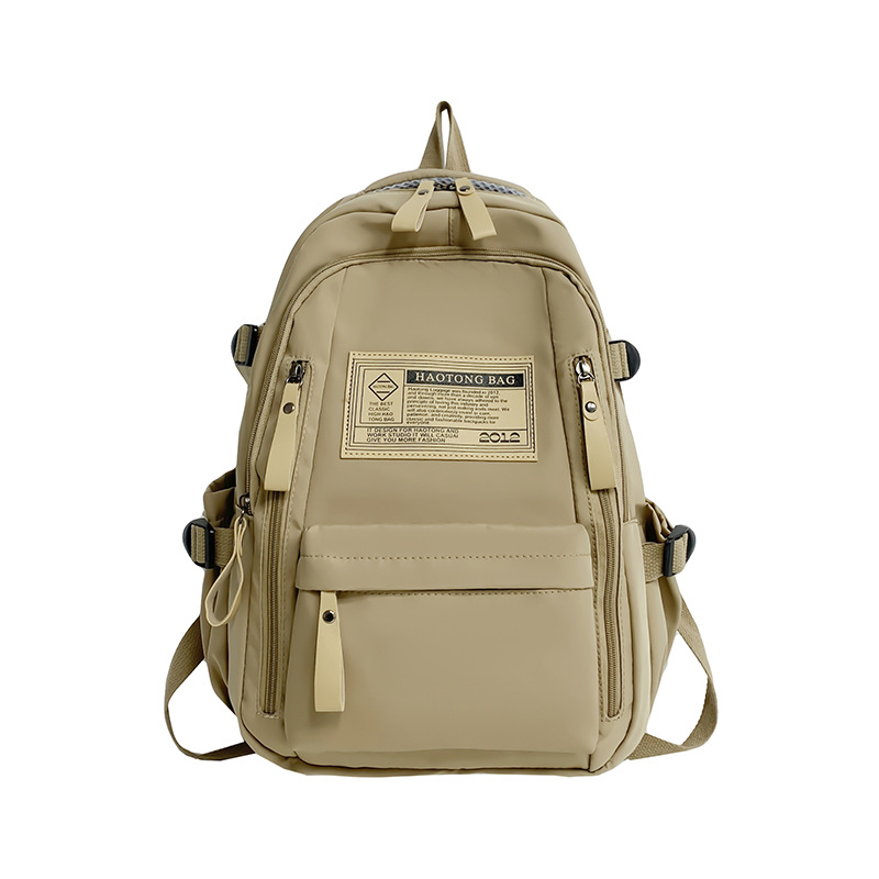 V888-ELOSUNG13085-210234-00 Khaki Stylish and Simple Backpack for High School and College Students – Trendy Women’s Casual Backpack for Travel and Daily Use - Image 1