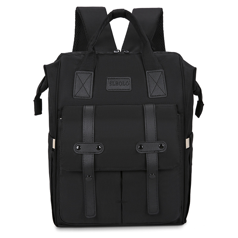 V888-ELOSUNG13106-210329-00 Black Fashionable Multi-Function Mommy Bag – Large Capacity Diaper Tote and Backpack for Moms, Ideal for Travel and Everyday Use - Image 1