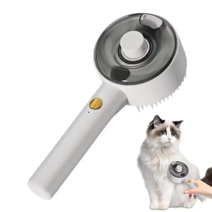 V888-ELOSUNG13346-211148-00 White Pet Grooming Spray and Massage Brush | One-Click Hair Removal Comb for Cats & Dogs | UV Sterilization for Mites Control - Image 1