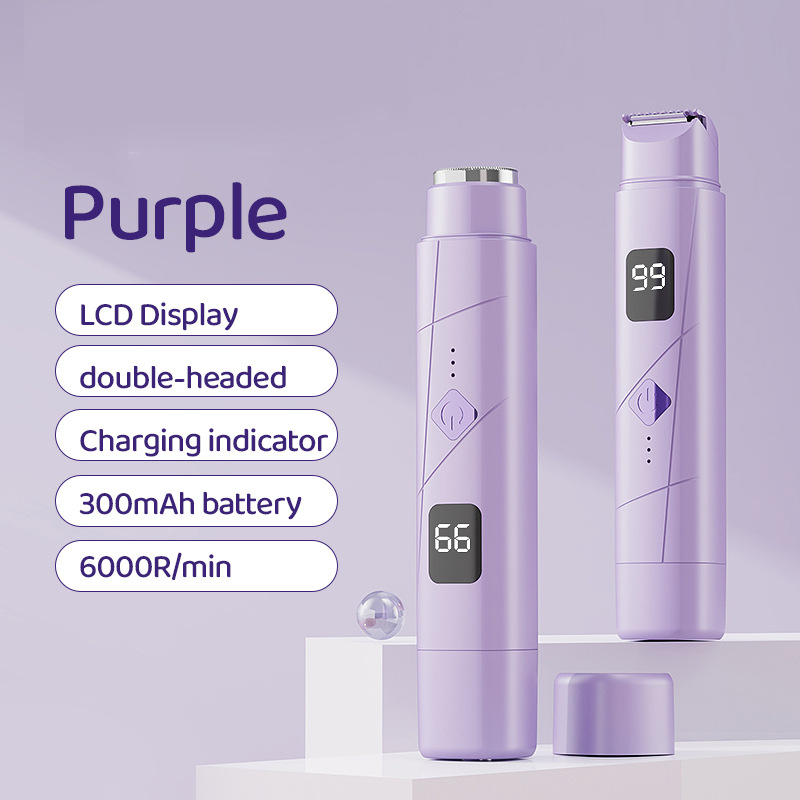 V888-ELOSUNG13457-211949-00 Purple Portable Wireless Electric Hair Remover – Dual-Head Rechargeable Mini Shaver for Women’s Sensitive Areas - Image 1