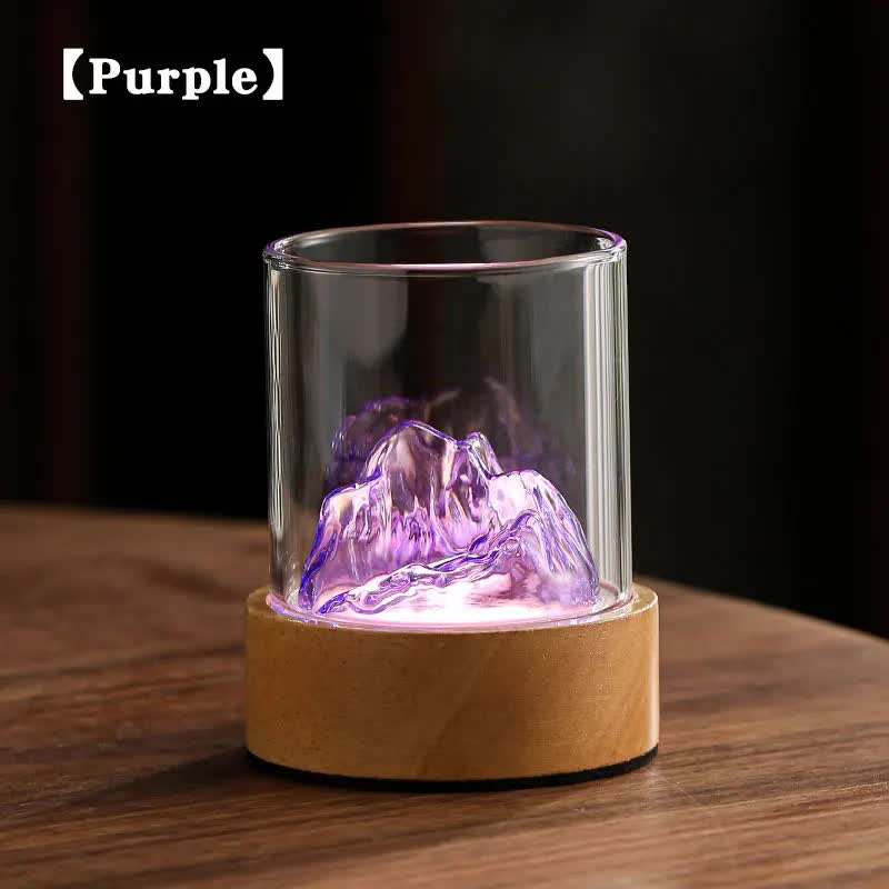 V888-ELOSUNG13578-212230-00 Purple Glass Mountain Ambient Night Light - USB Rechargeable Touch Control Bedside Lamp - Adjustable 3-Color Light - Image 1