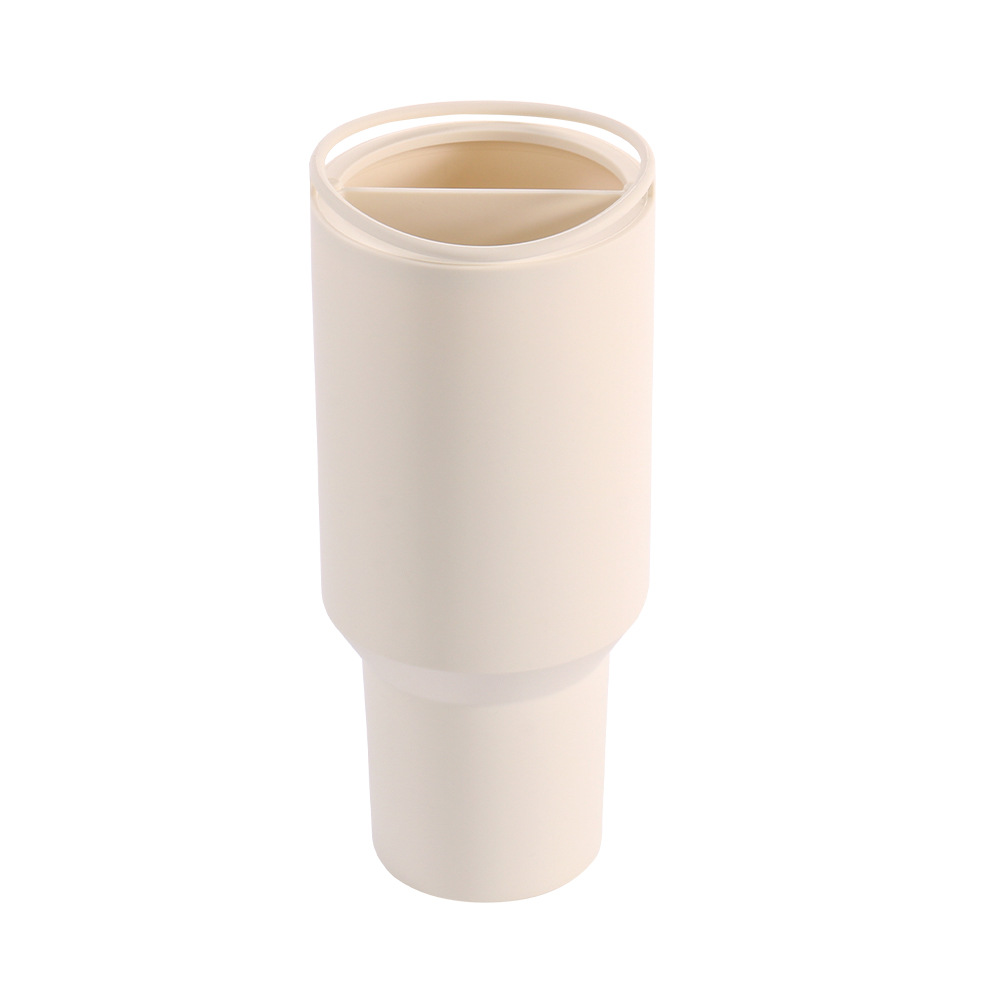 V888-ELOSUNG13596-212449-00 Off White 40oz Silicone Dual-Chamber Cup Separator - Food-Grade Drink Divider, Cold Drink Mug with Separate Compartments, BPA-Free Silicone Liner for Beverages, Juice, Coffee, and Tea - Image 1