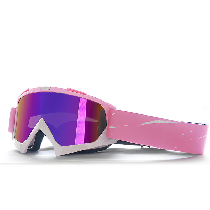 V888-ELOSUNG13712-213516-00 Progressive Pink + Colorful Lenses Outdoor Protective Motorcycle Goggles - Windproof, Dustproof, Skiing, and Cycling Eyewear - Lightweight Anti-Fog Design for Men and Women - Image 1