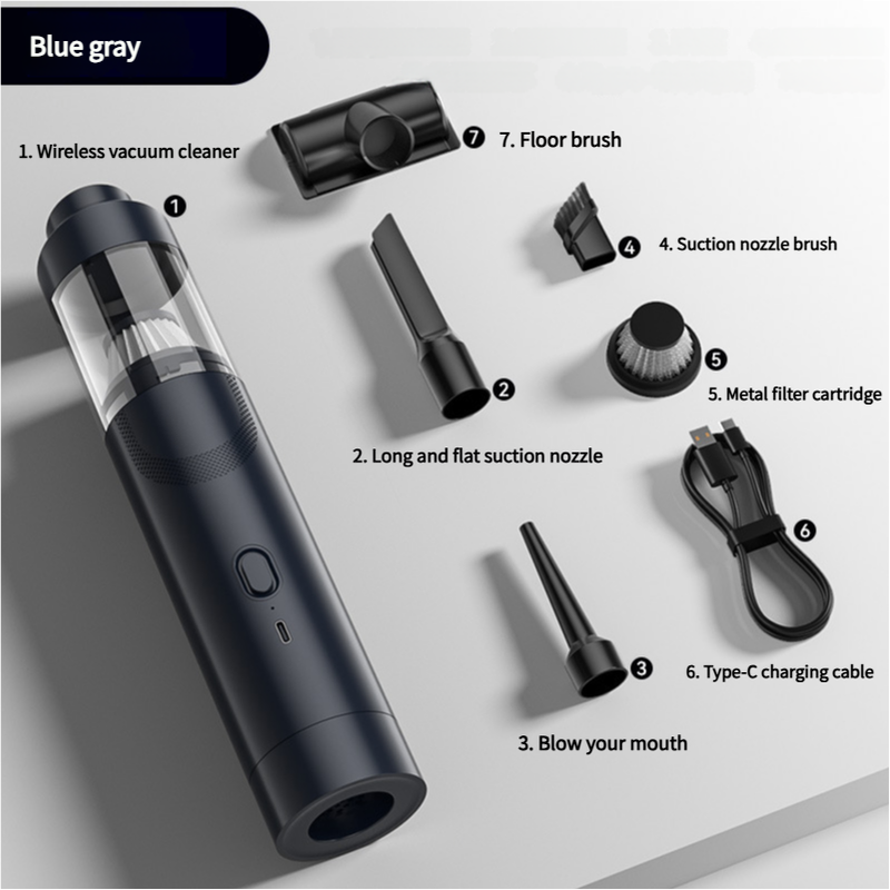 V888-ELOSUNG15621-215015-00 Blue Gray Cordless Handheld Vacuum Cleaner with Blower Function - Compact and Rechargeable 120W Power - Image 1