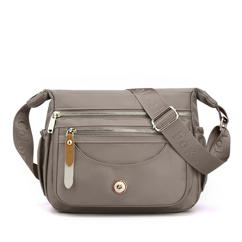 V888-ELOSUNG15675-214961-00 Coffee Nylon Crossbody Bag with Multiple Compartments - Compact and Stylish Design - Image 1
