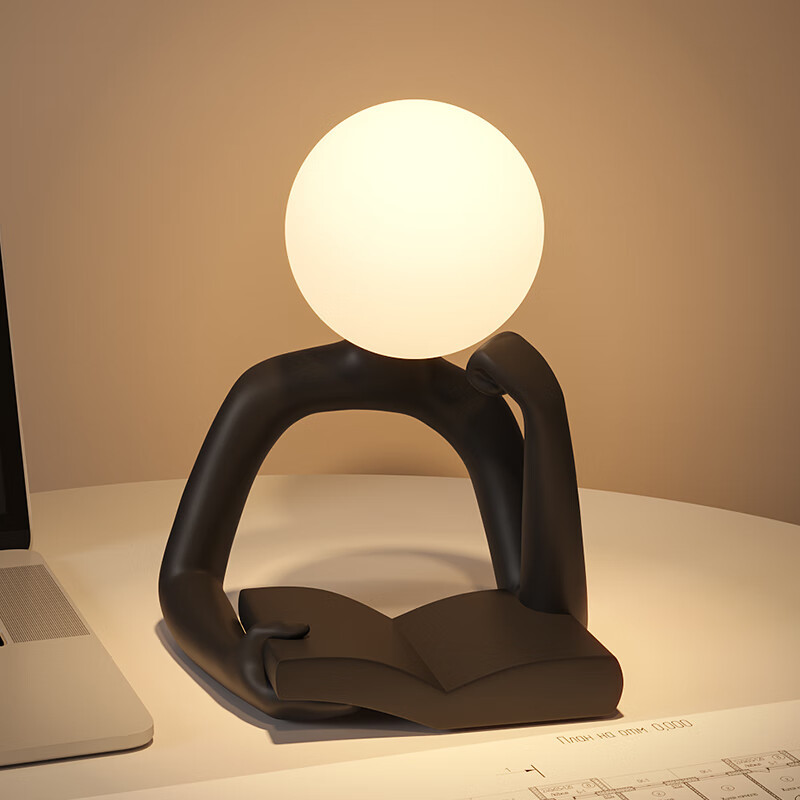 V888-ELOSUNG15685-214987-00 Black Creative Book Reader Desk Lamp - USB Powered, Modern Resin Design - Image 1