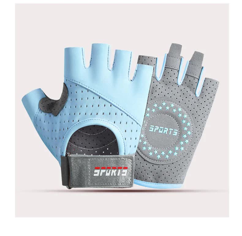 V888-ELOSUNG15864-216108-00 Blue/L Size Women's Non-Slip Breathable Sports Gloves - Lightweight and Shock-Resistant Fitness Gloves - Image 1